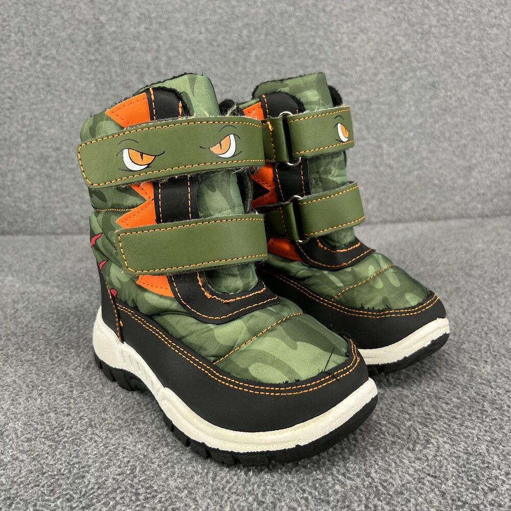 Rugged Bear‎ Boots Kids Size 6 Green Camo Monster Eyes Winter Snow Toddler